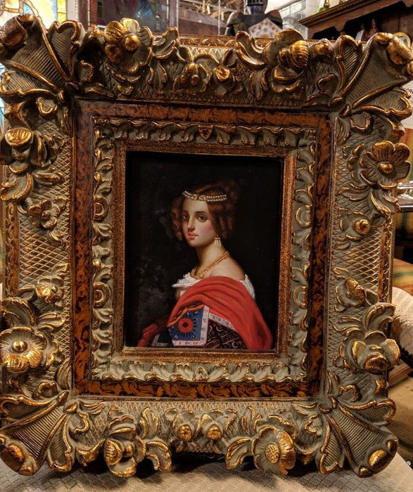 FRAMED OIL PAINTING OF YOUNG LADY