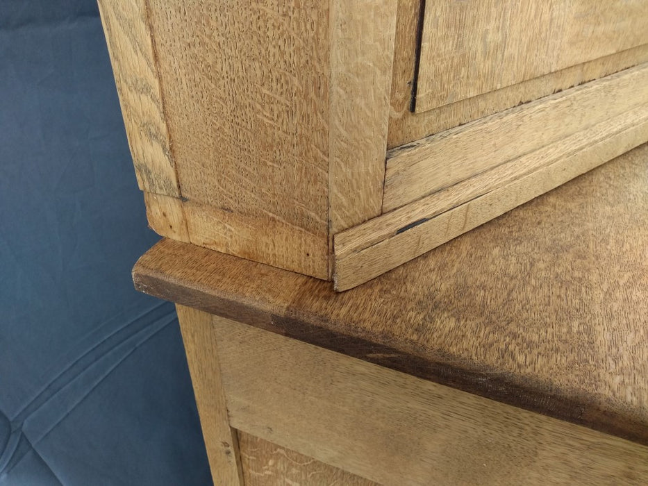 SMALL FRENCH STRIPPED OAK COURT CUPBOARD
