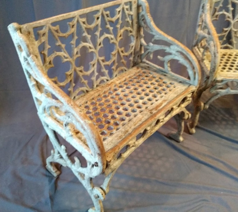 PAIR OF HEAVY IRON GOTHIC STYLE CHAIRS