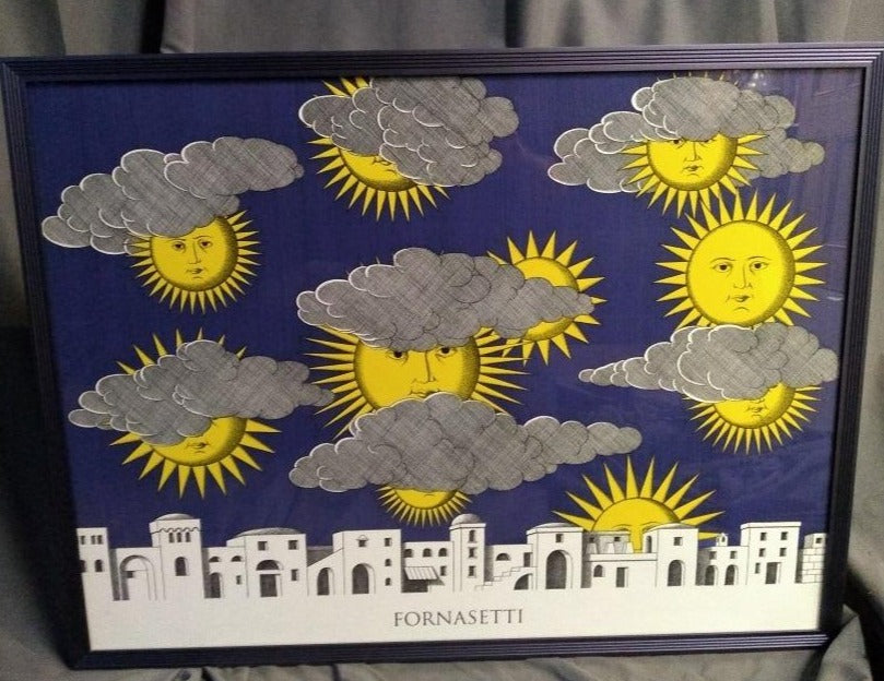 FORNASETTI SUN PRINT WITH BLUE AND YELLOW