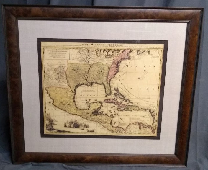 FRAMED MAP MEXICO AND FLORIDAE