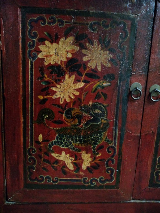 LONG CHINESE PAINTED CHINESE CONSOLE OR SIDEBOARD