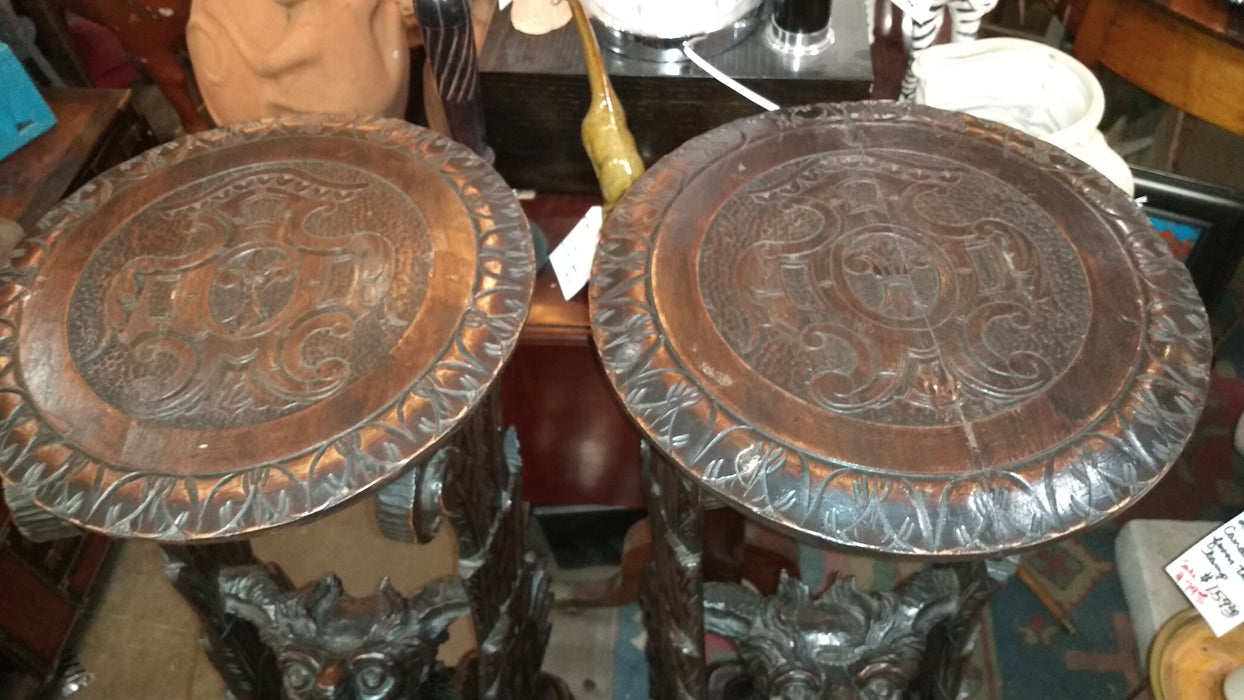 PAIR OF CARVED ITALIAN WINGED GRIFFIN PEDESTALS