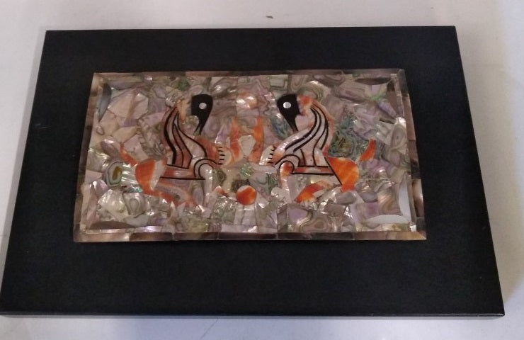 MOTHER OF PEARL SWANS PLAQUE