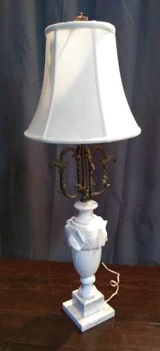 CARVED MARBLE LAMP WITH SHADE
