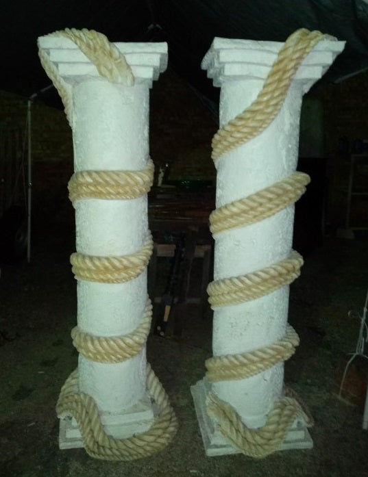 PAIR OF LARGE NAUTICAL COLUMNS-COMPOSITION