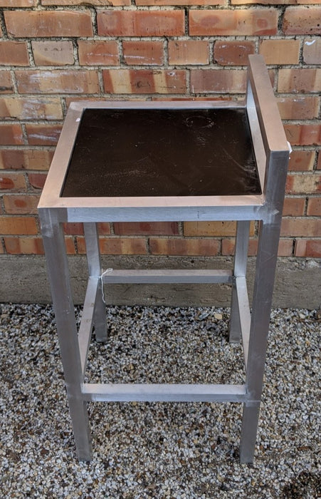 MODERN ALUMINUM AND BLACK  TABLE (OR STOOL)