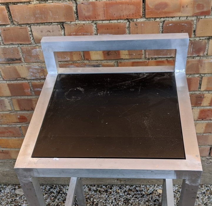 MODERN ALUMINUM AND BLACK  TABLE (OR STOOL)