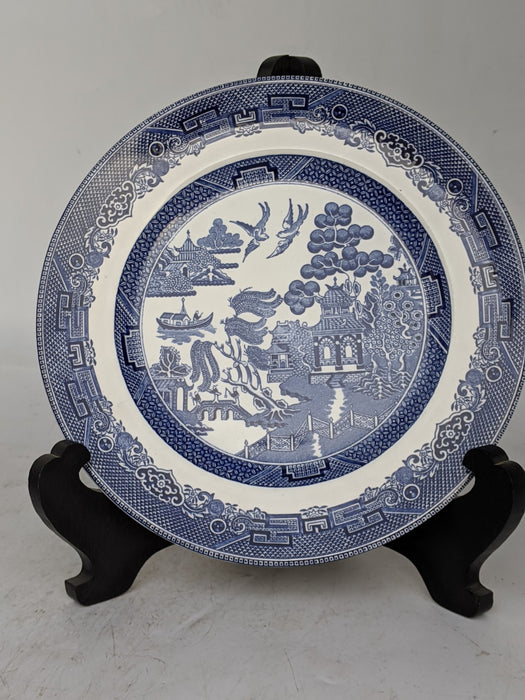 SET OF 4 BLUE WILLOW IRONSTONE PLATES