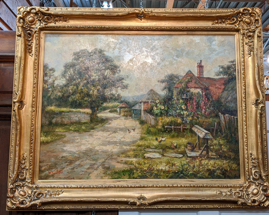 LARGE BUCOLIC FRAMED OIL PAINTING