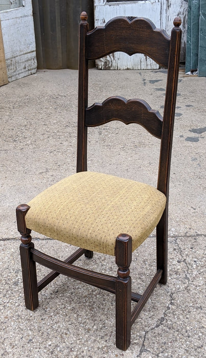 SET OF 4 DARK OAK LADDER BACK UPHOLSTERED SEAT CHAIRS