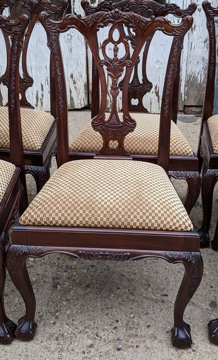 SET OF 6 CHIPPENDALE MAHOGANY  REPRODUCTION BALL AND CLAW CHAIRS
