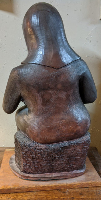 AFRICAN STONE CARVED STATUE OF MOTHER AND CHILD BY CASPER D