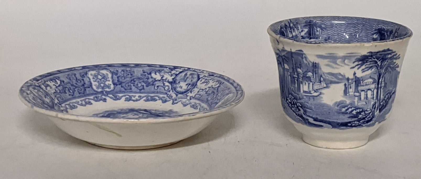 19TH CENTURY STAFFORDSHIRE BLUE AND WHITE COFFEE CUP