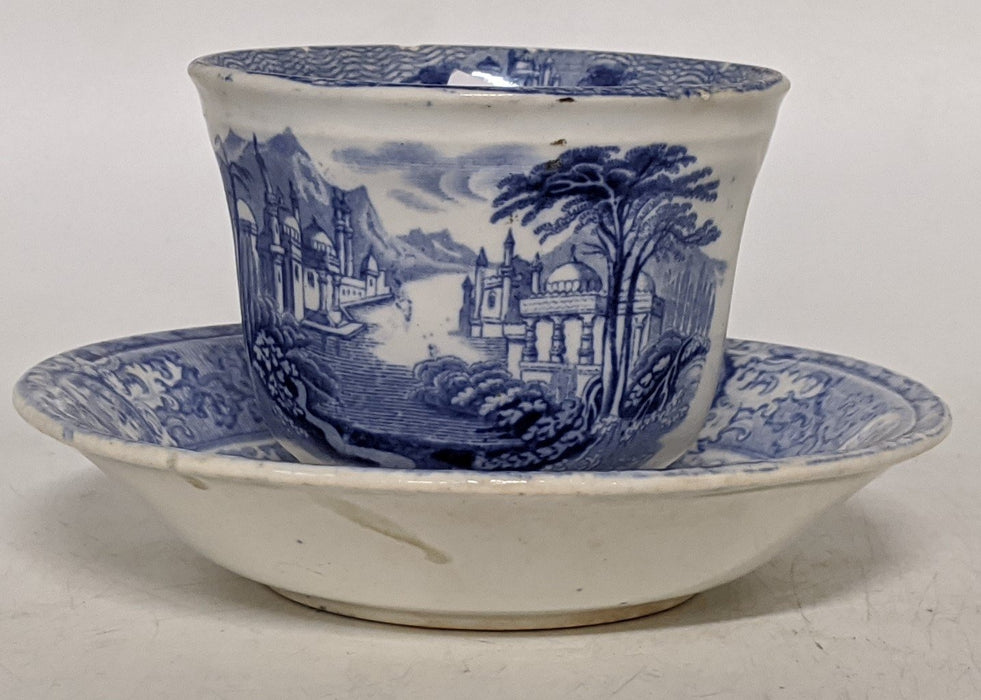 19TH CENTURY STAFFORDSHIRE BLUE AND WHITE COFFEE CUP
