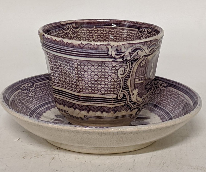 19TH CENTURY ENGLISH LAVENDER CUP AND SAUCER