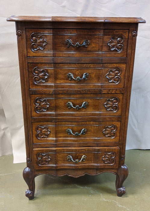 COUNTRY FRENCH CARVED OAK 5 DRAWER CHEST