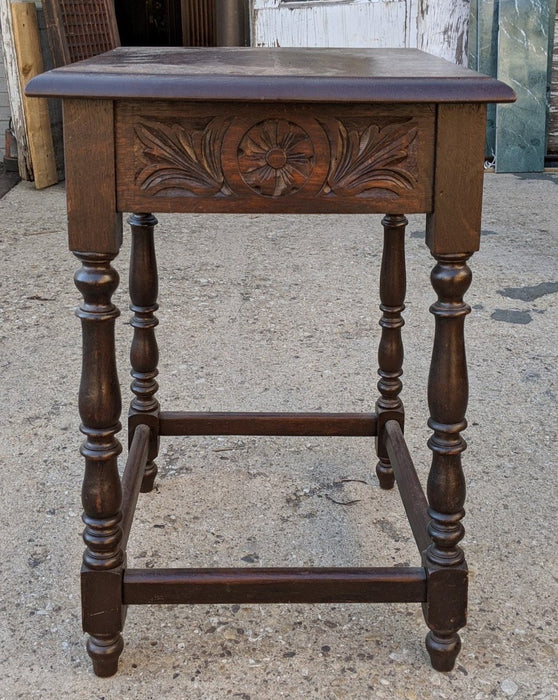 CARVED EDWARDIAN TABLE WITH AS IS STRETCHER