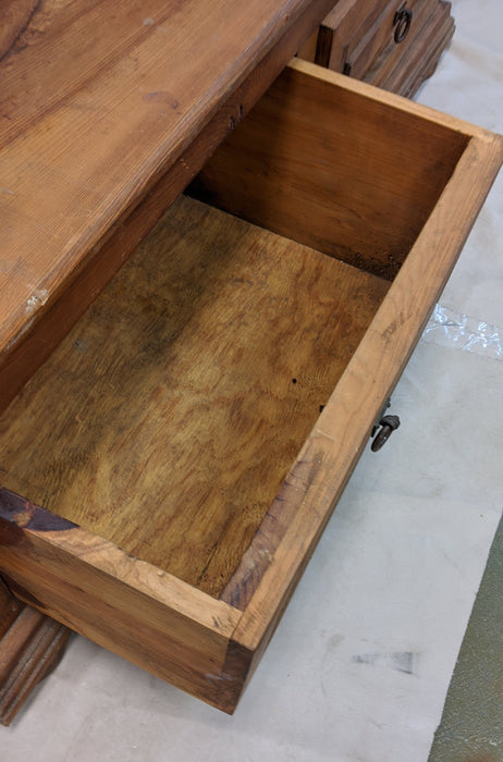 HEAVY PINE BENCH WITH STORAGE DRAWERS