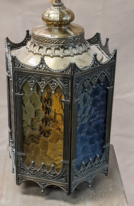 LARGE GOTHIC STAINED GLASS LANTERN