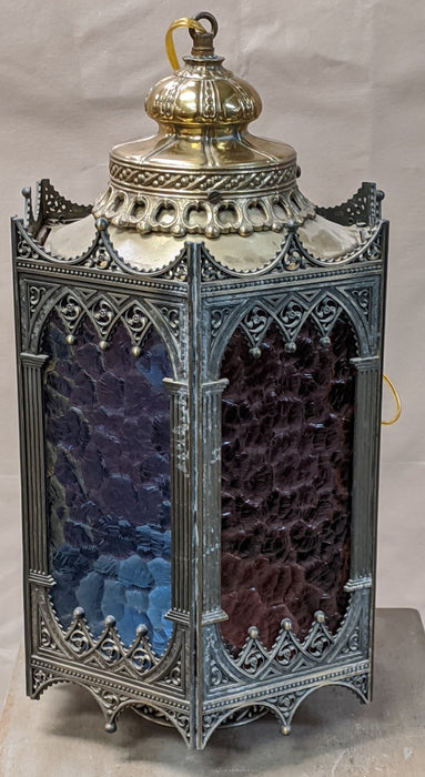 LARGE GOTHIC STAINED GLASS LANTERN