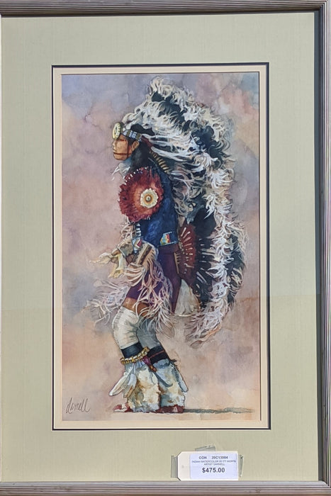 INDIAN WATER COLOR BY FT. WORTH ARTIST DARNELL