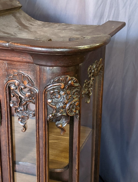 LIEGES STYLE DARK OAK CARVED WALL CABINET