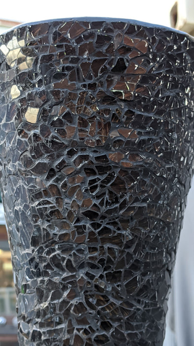 PALM TREE BASE AND CRACKLE GLASS SHADE LAMP