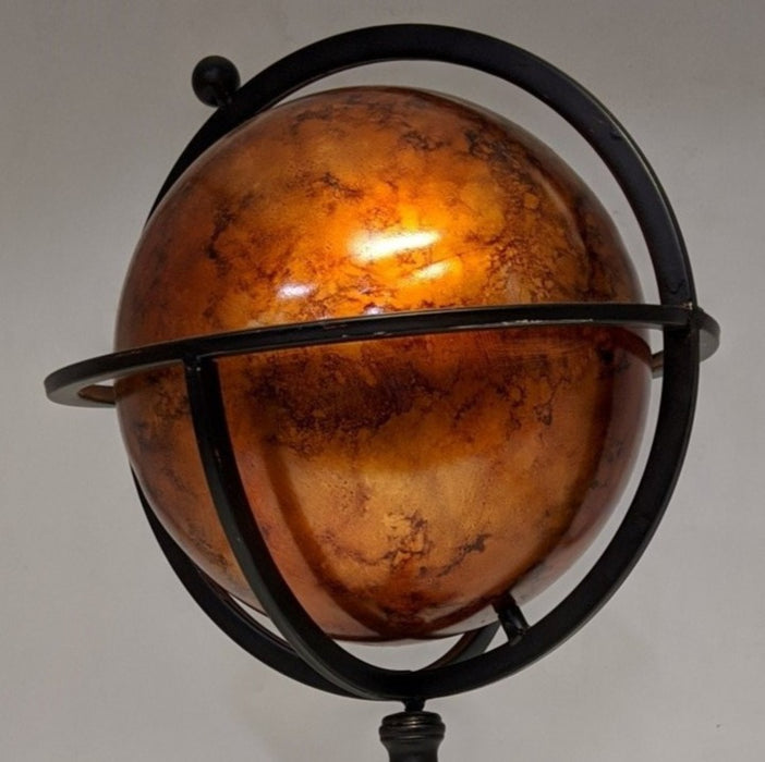 RED/GOLD GLOBE ON BLACK IRON STAND