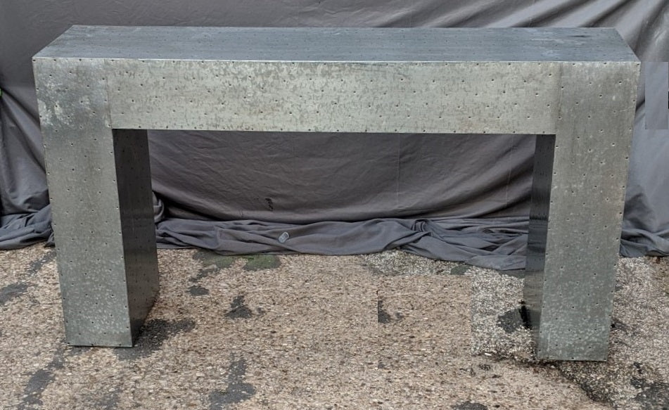 TIN CLAD INDUSTRIAL STYLE SOFA TABLE OR CONSOLE
