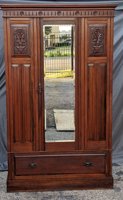 SINGLE MIRROR DOOR EDWARDIAN WARDROBE WITH BLANKET BOX