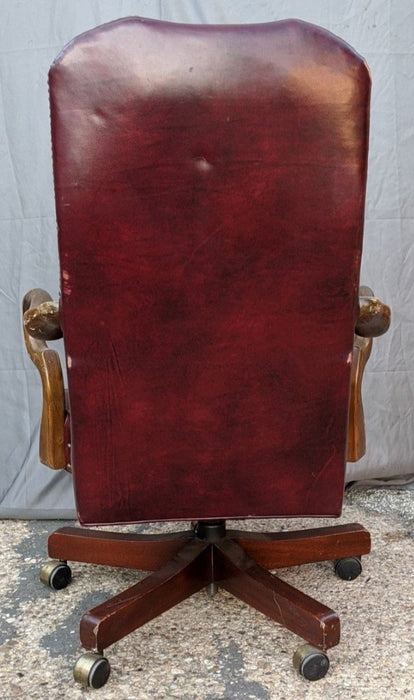 RED LEATHER GOOSENECK ARM ROLLING OFFICE CHAIR