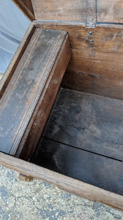 18TH CENTURY OAK CHIP CARVED FLEMISH DOMED COFFER