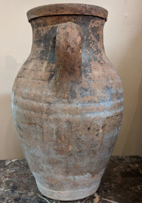 UNGLAZED MEDITERRANEAN POTTERY JUG WITH HANDLES