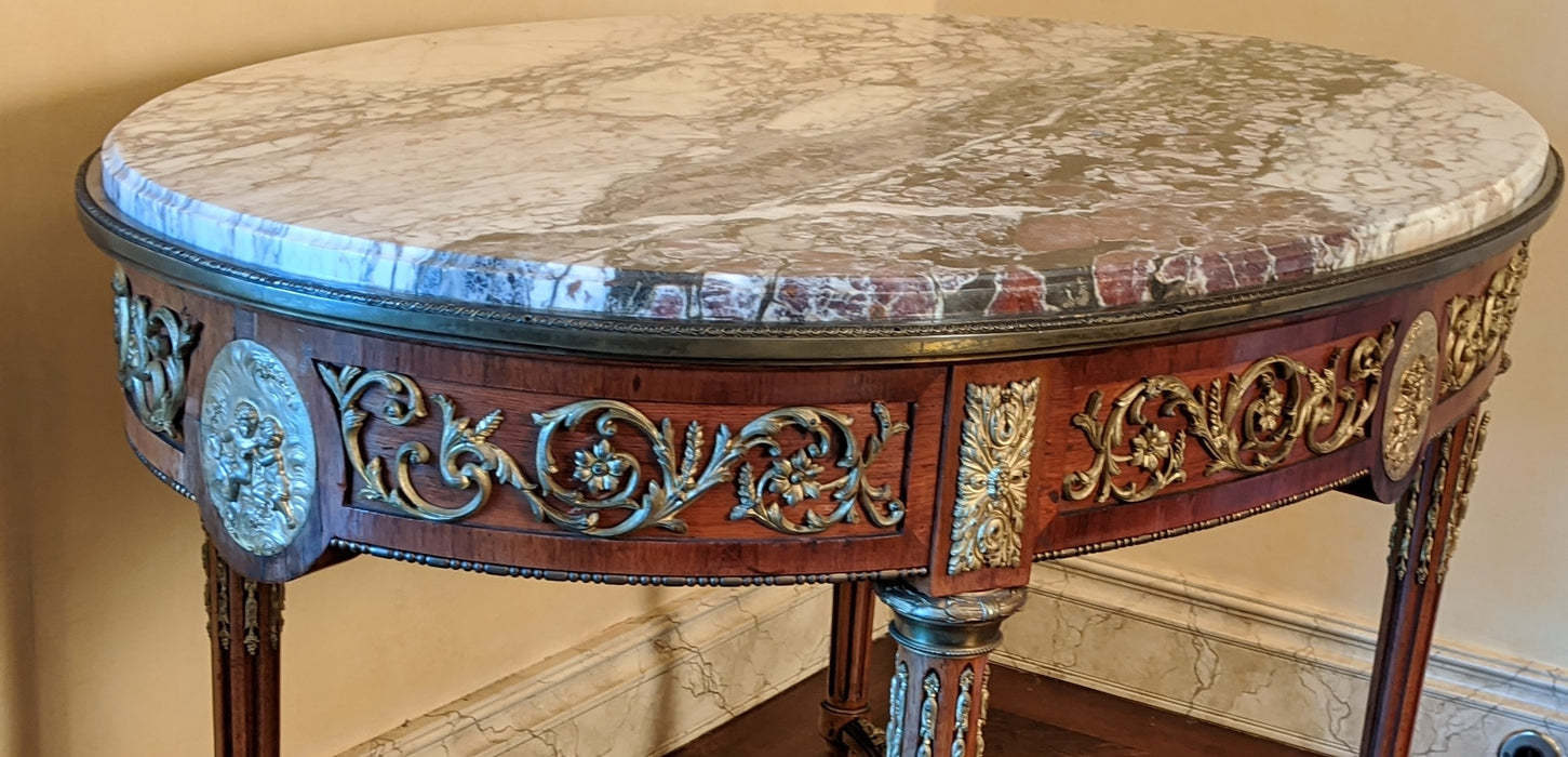 OVAL MARBLE TOP LOUIS XVI CENTER TABLE