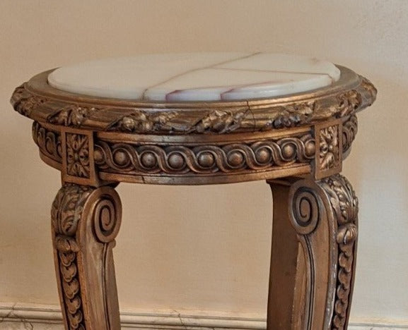LOUIS XV GILTWOOD ONYX TOP SIDE TABLE