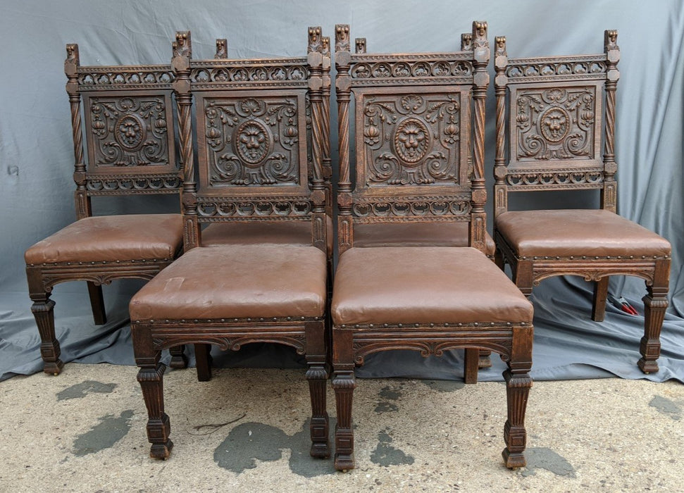 SET OF 6 LION MASK GOTHIC CHAIRS