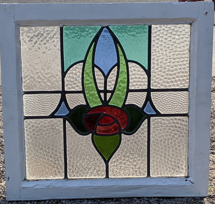 ENGLISH ROSE STAINED GLASS WINDOW