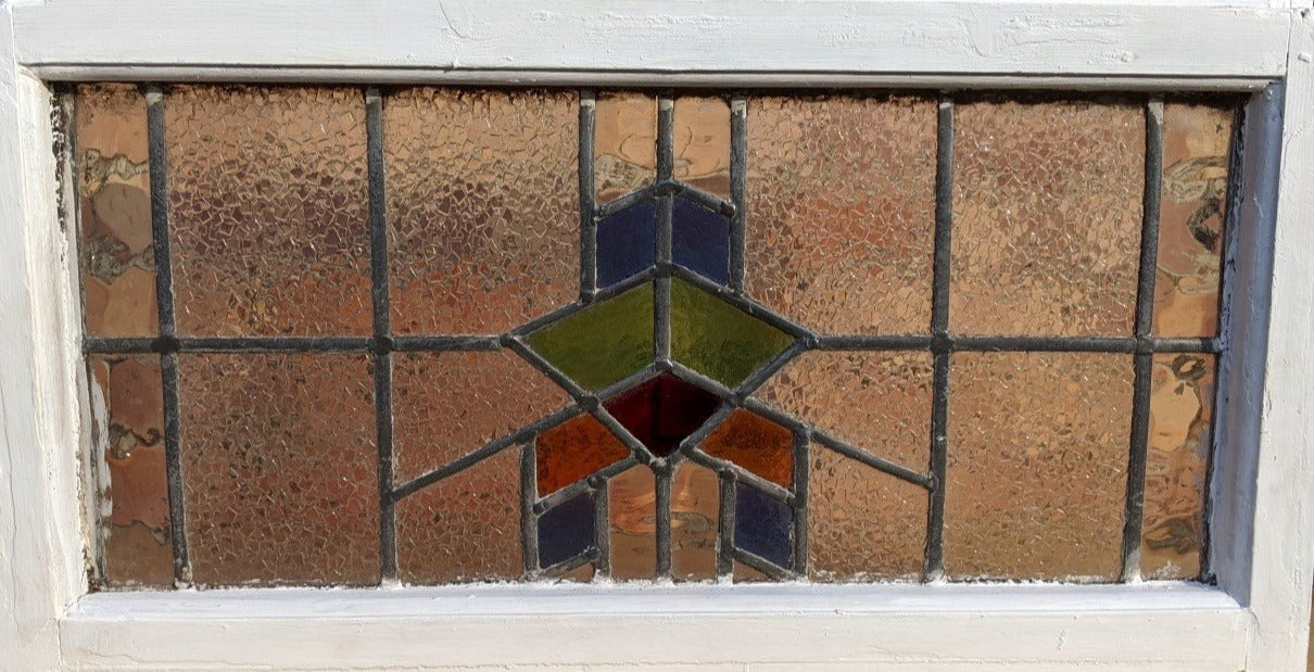 ENGLISH DECO STAINED GLASS TRANSOM