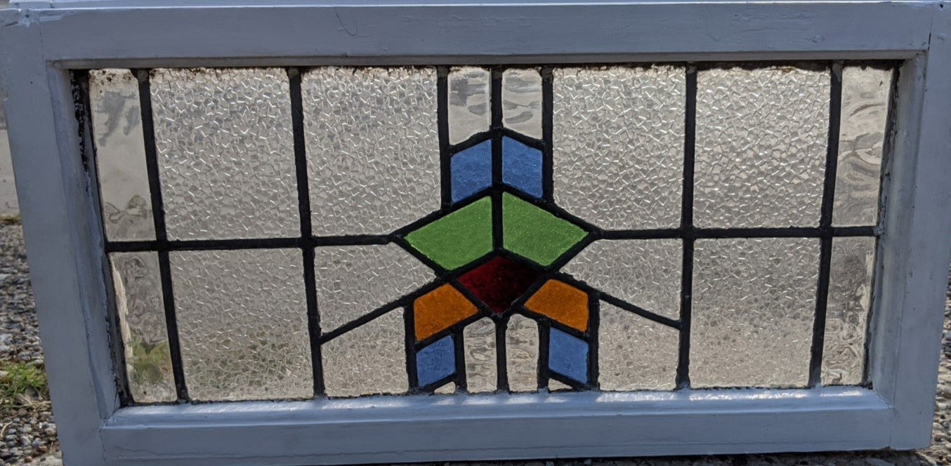ENGLISH DECO STAINED GLASS TRANSOM