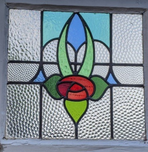 ENGLISH ROSE STAINED GLASS WINDOW