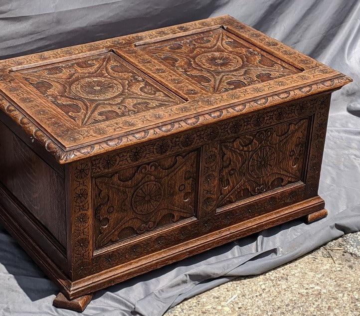 HEAVILY CARVED SMALL BLANKET BOX