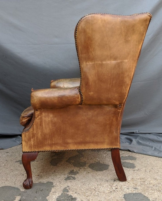 VINTAGE TUFTED LEATHER CHIPPENDALE CHAIR