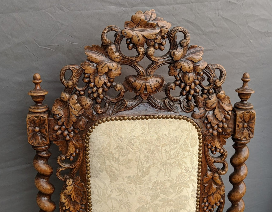 CARVED GRAPE AND BARLEY TWIST THRONE CHAIR