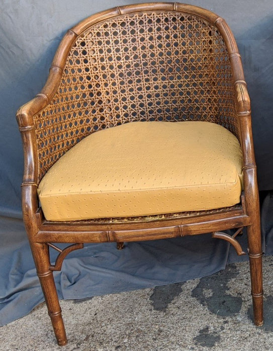 PAIR OF FAUX BAMBOO AND CANE SIDES CLUB CHAIRS