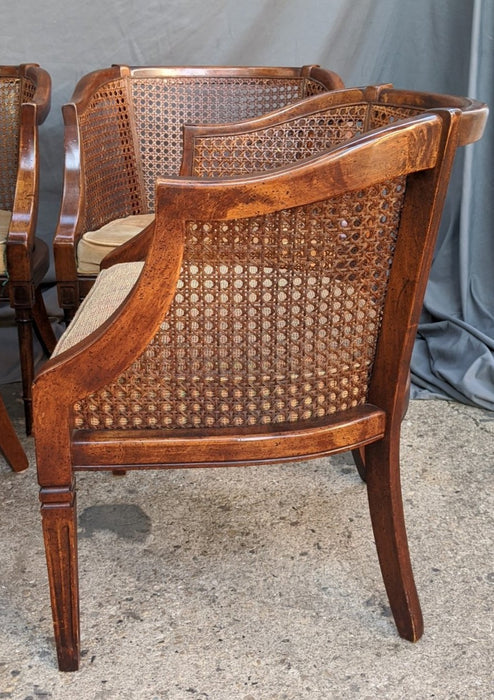 CLUB CHAIR WITH CANE SIDES AND CUSHION AND FLUTED LEGS