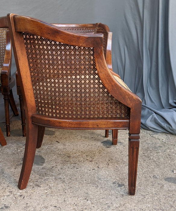 CLUB CHAIR WITH CANE SIDES AND CUSHION AND FLUTED LEGS