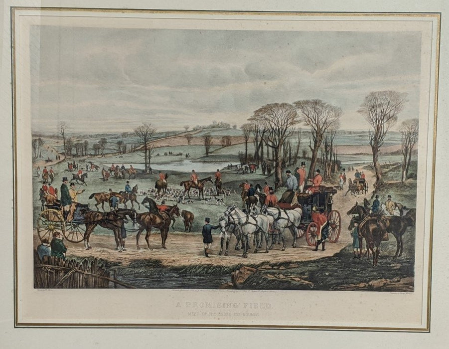 A PROMISING FIELD-ENGLISH HIUNT SCENE ENGRAVING