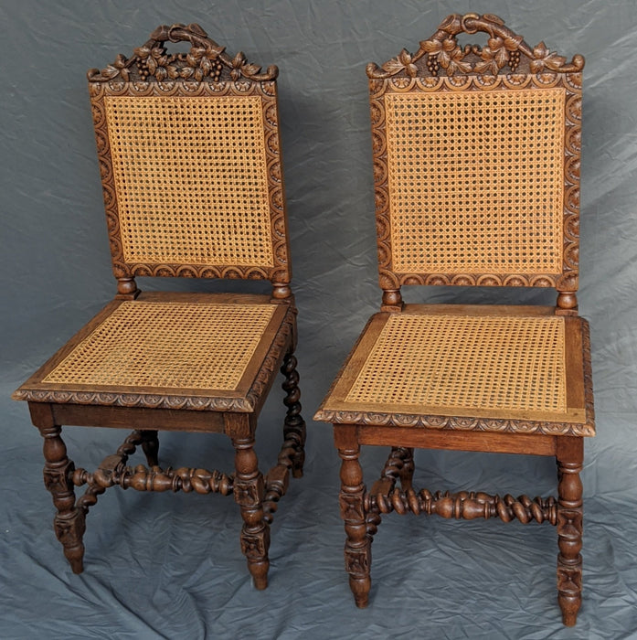 PAIR OF FRENCH BARLEY TWIST CANED SEAT CHAIRS