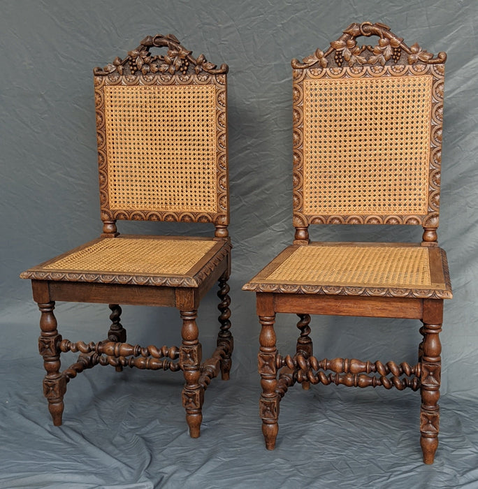 PAIR OF FRENCH BARLEY TWIST CANED SEAT CHAIRS